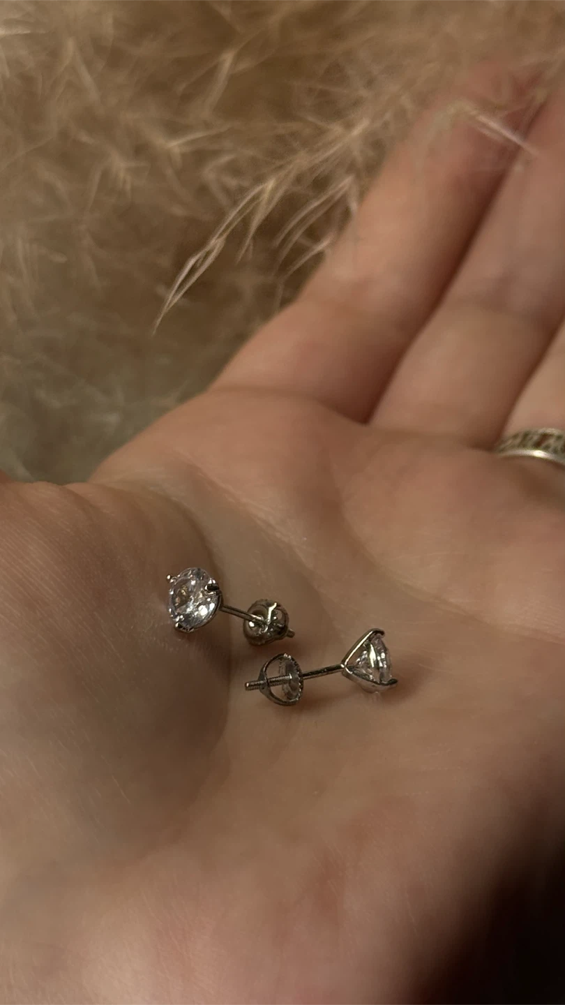 Brand New Sterling Silver CZ Stud Earrings with Screw Backs - photo 3