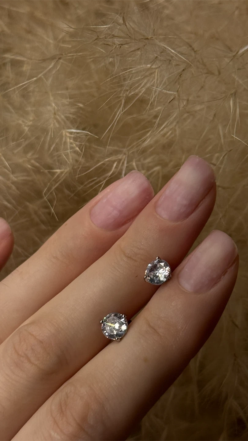 Brand New Sterling Silver CZ Stud Earrings with Screw Backs - photo 4
