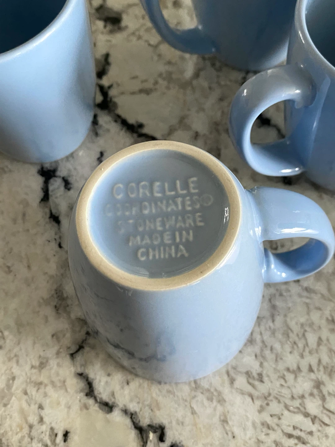 2 day sale! 4 Vintage Baby Blue Corelle Stoneware Coffee Cup Mug - photo 3