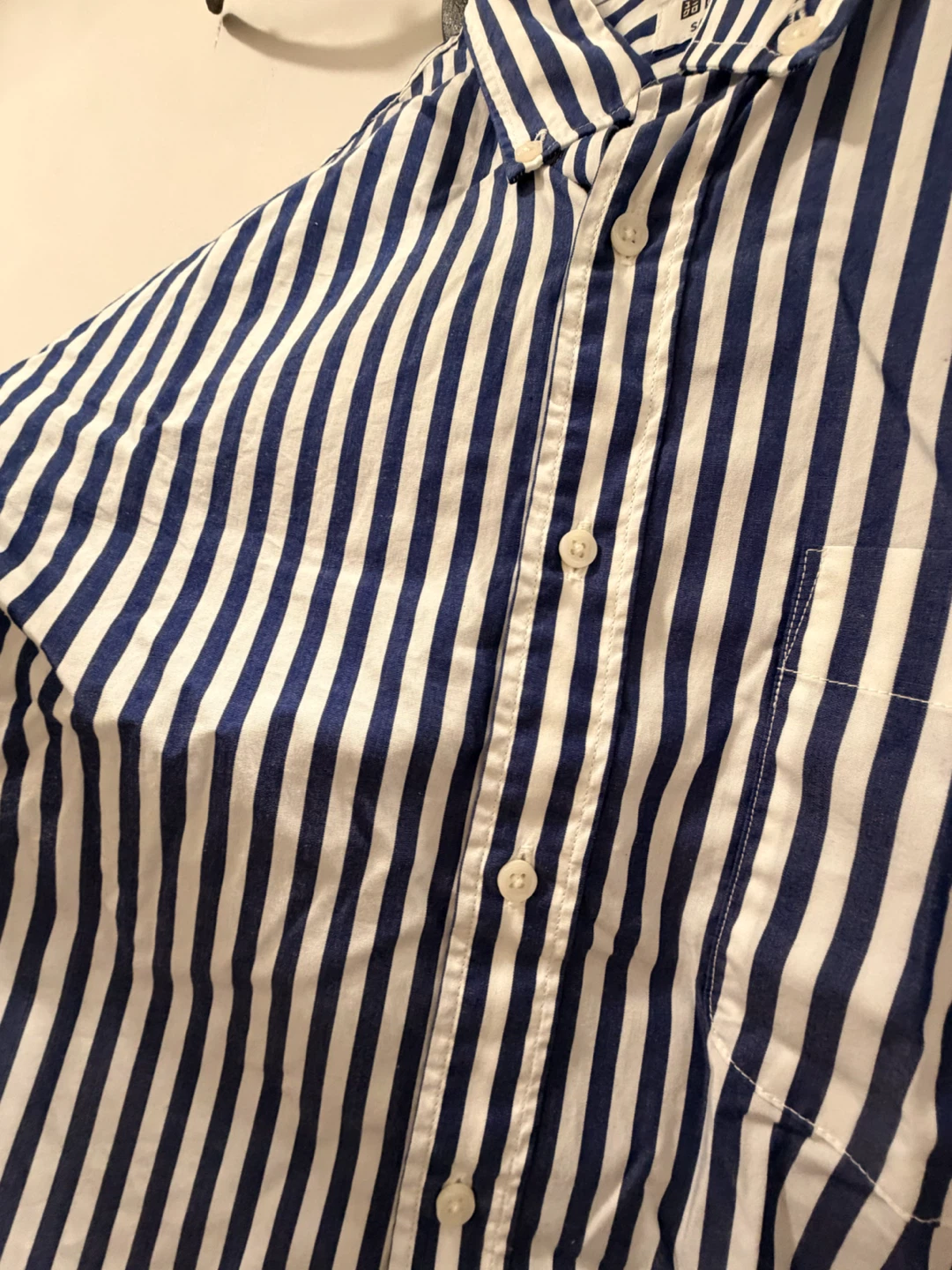Uniqlo Blue and White Striped Button-Up Shirt - photo 4