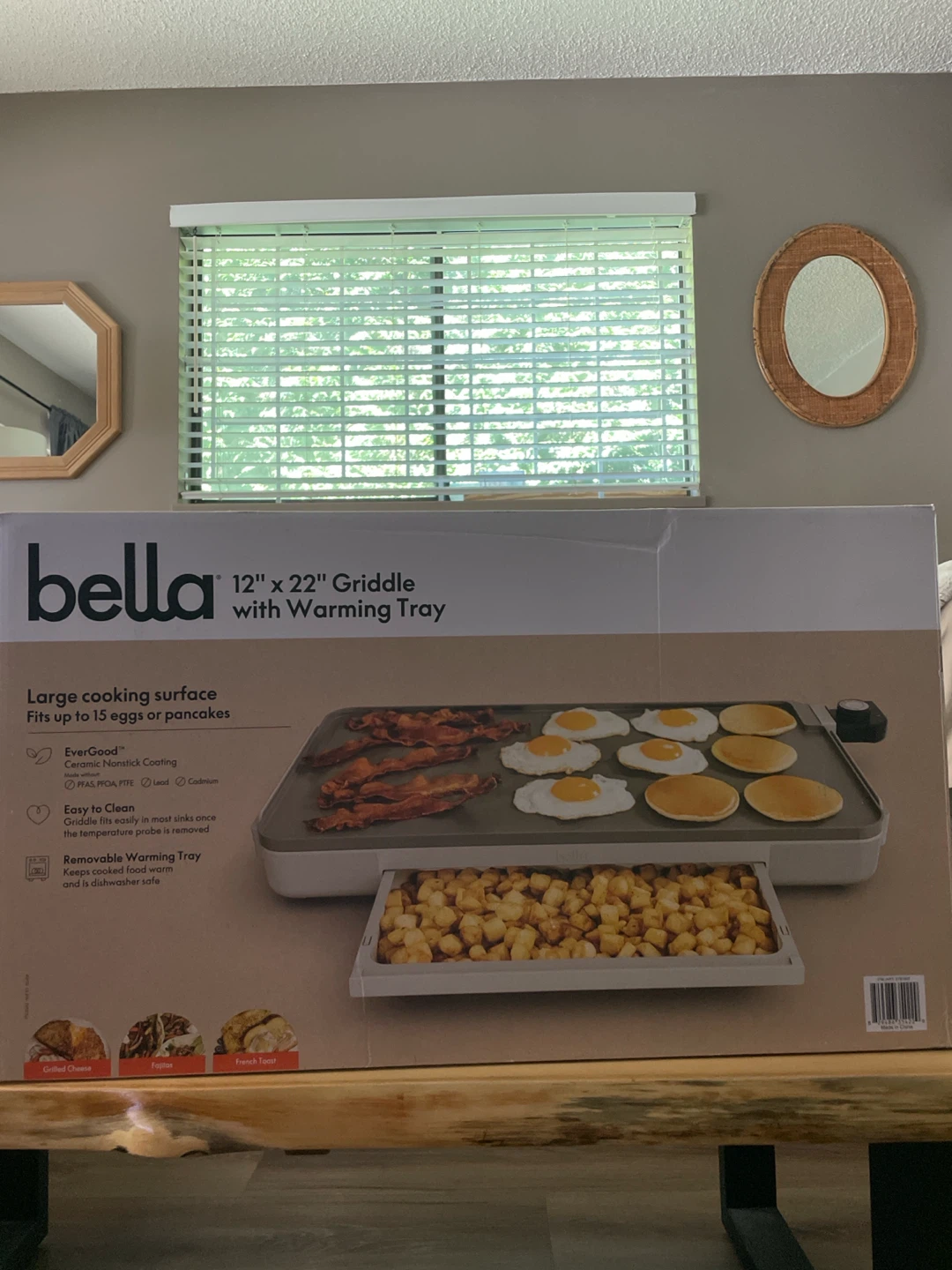 Bella 12" x 22" Griddle with Warming Tray