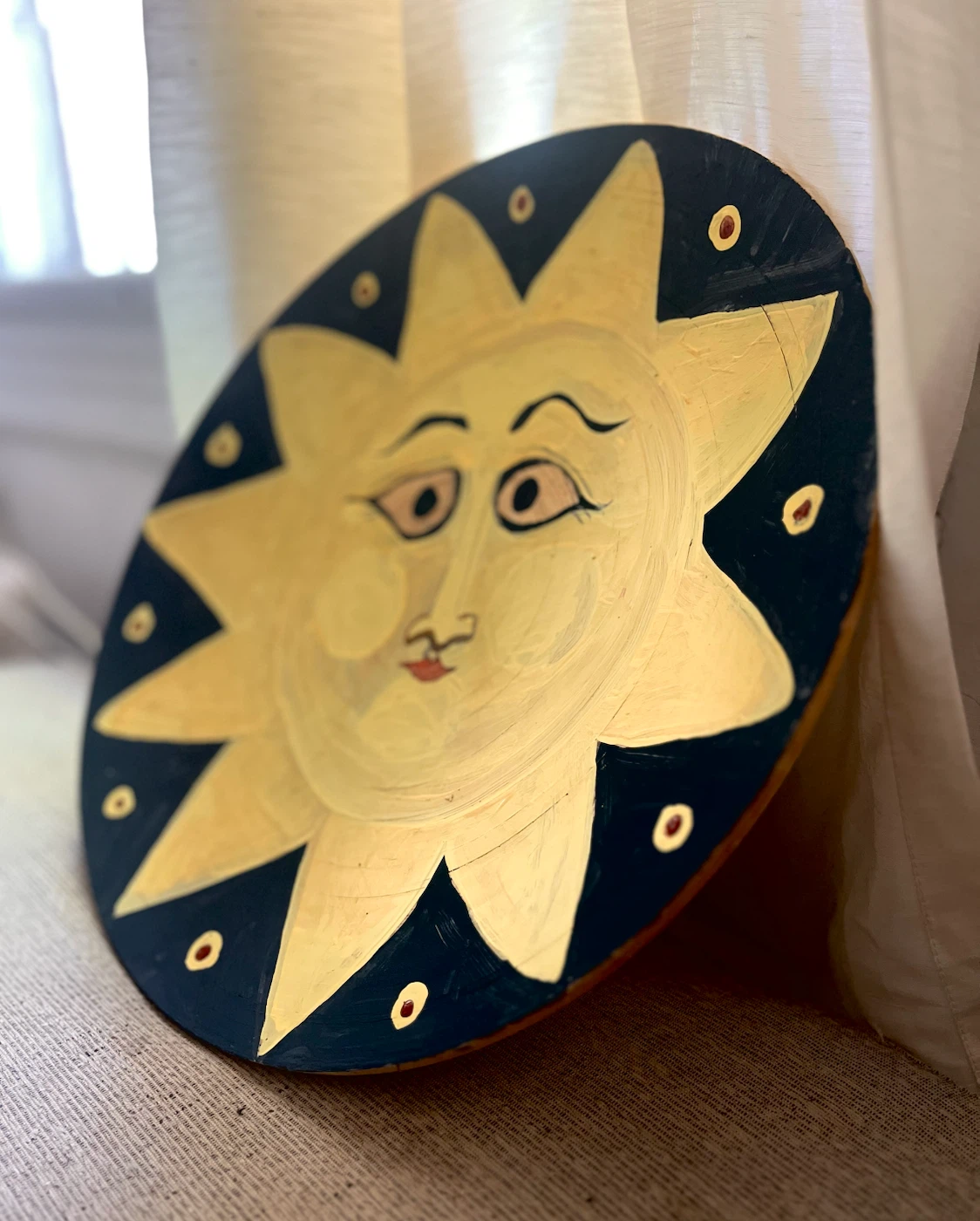 Large Hand-Painted Sun Bowl Tray Wall Decor - photo 2
