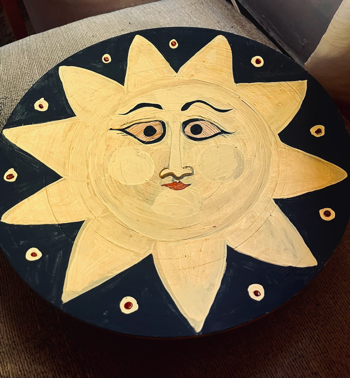 Large Hand-Painted Sun Bowl Tray Wall Decor - photo 3