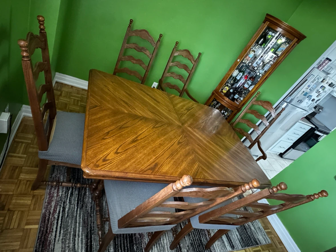 Wooden table with extension and 6 chairs - photo 2