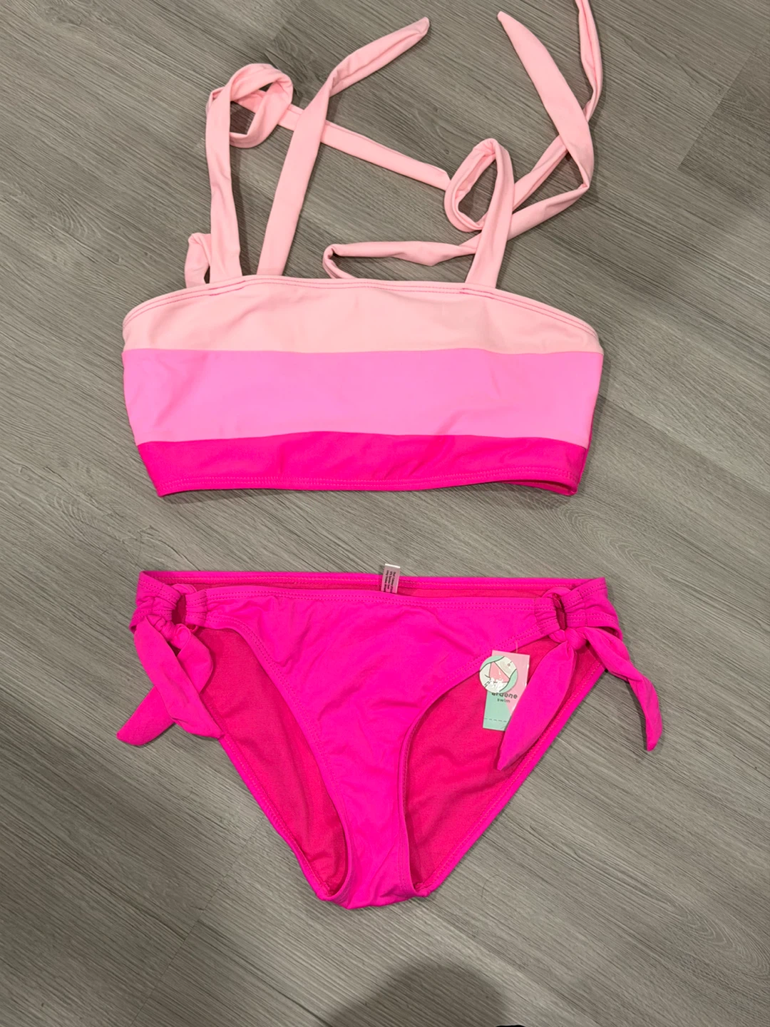 Pink and Coral Striped Bikini