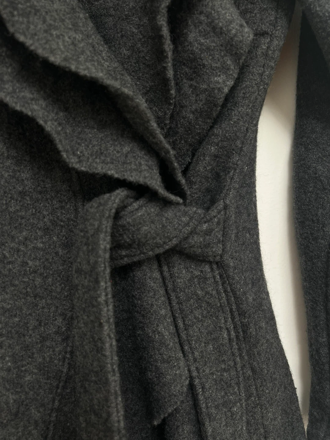 Charcoal Grey Ruffle Front Boiled Wool Coat - photo 2