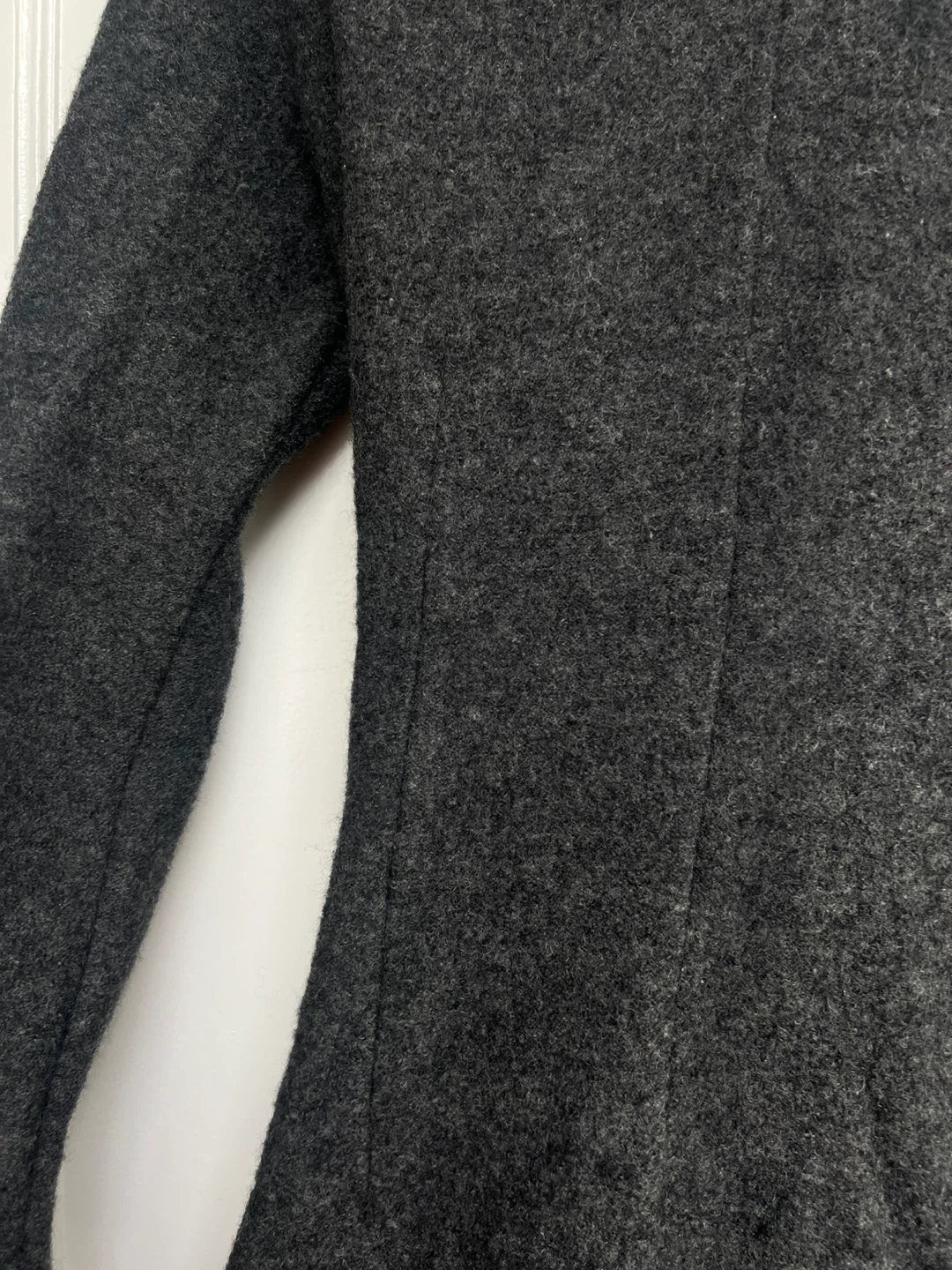 Charcoal Grey Ruffle Front Boiled Wool Coat - photo 5