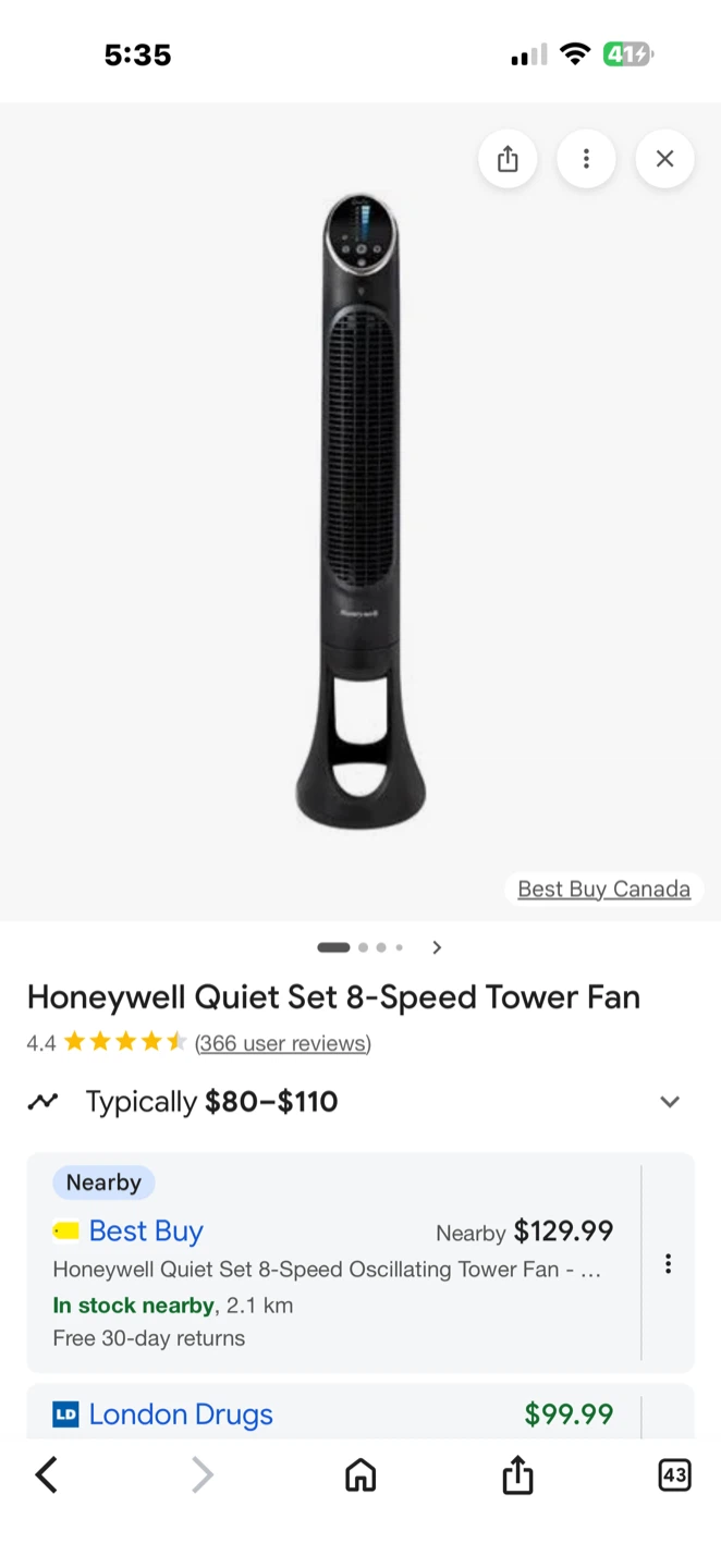 Honeywell Quiet Set 8-Speed Tower Fan - photo 3