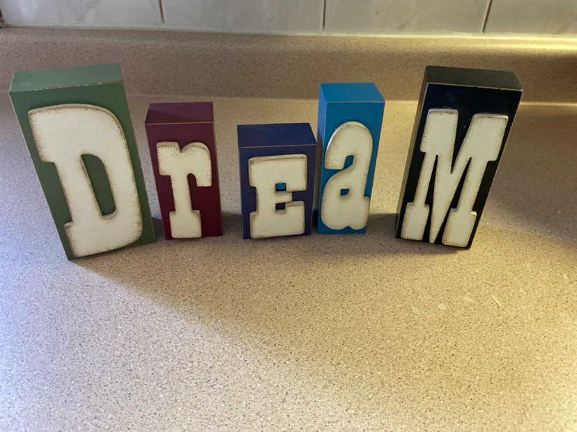 Rustic “DREAM” Wooden Block