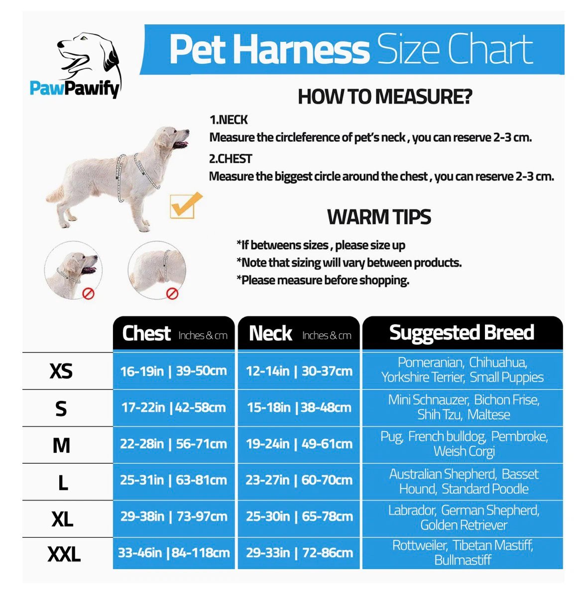 PawPawify Pet Harness - Sky Blue - Size M - photo 2
