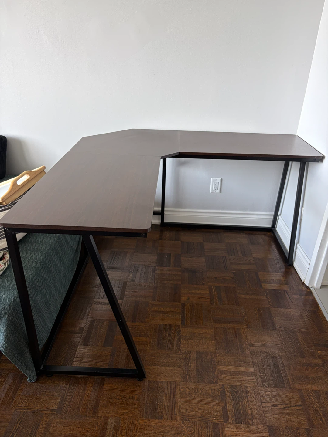 L-Shaped Corner Desk - Dark Wood Finish