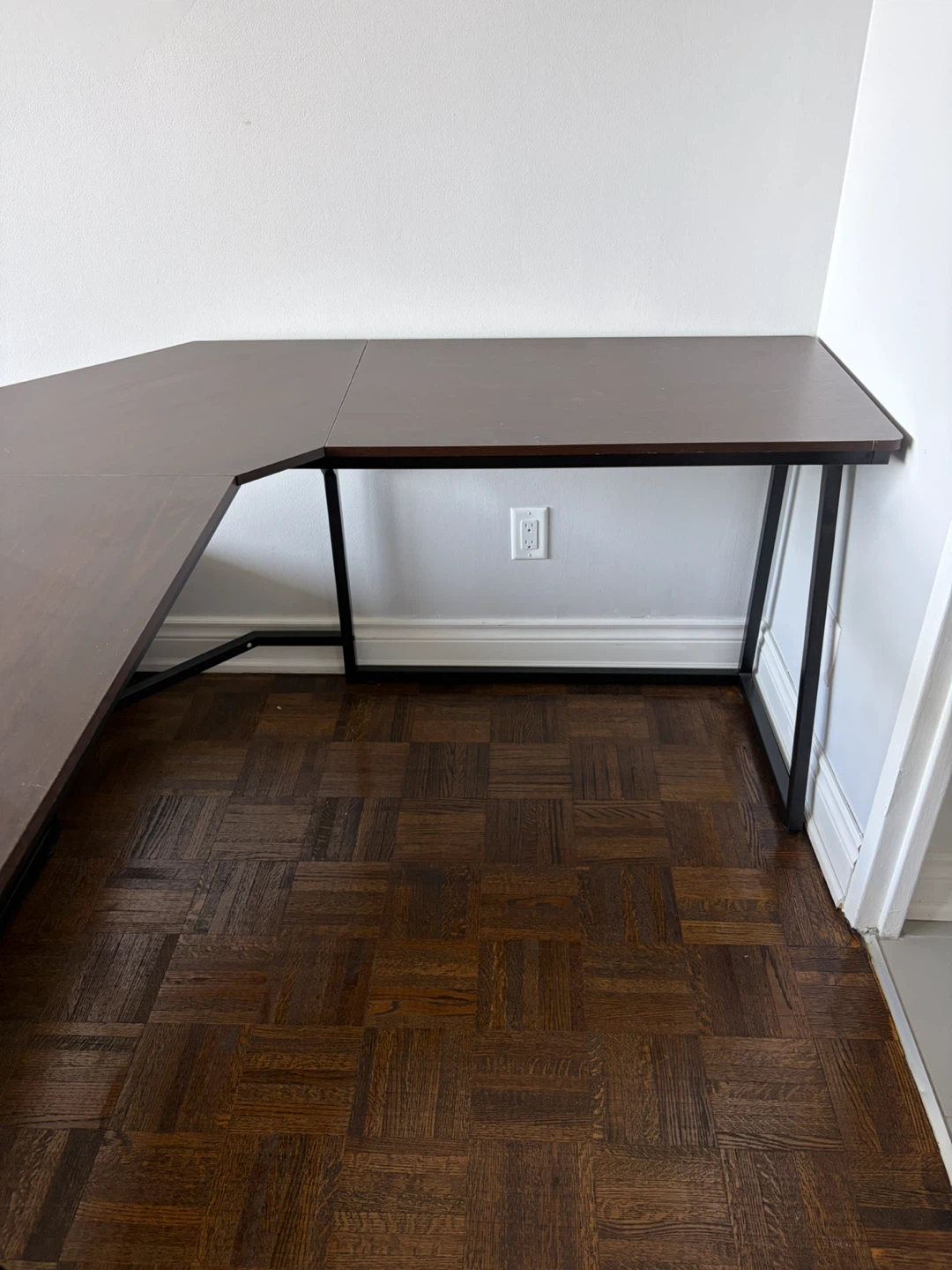 L-Shaped Corner Desk - Dark Wood Finish - photo 2