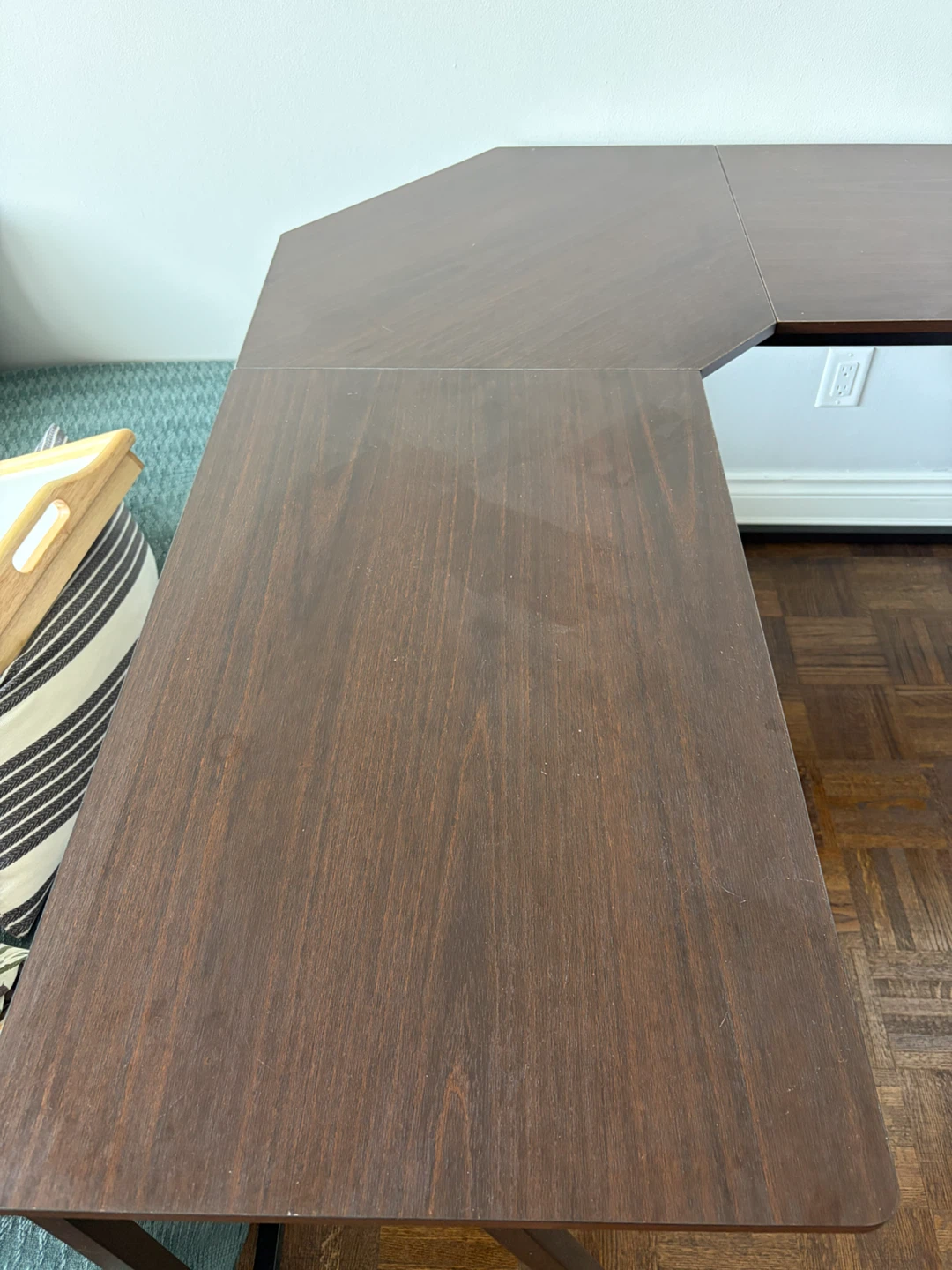 L-Shaped Corner Desk - Dark Wood Finish - photo 3