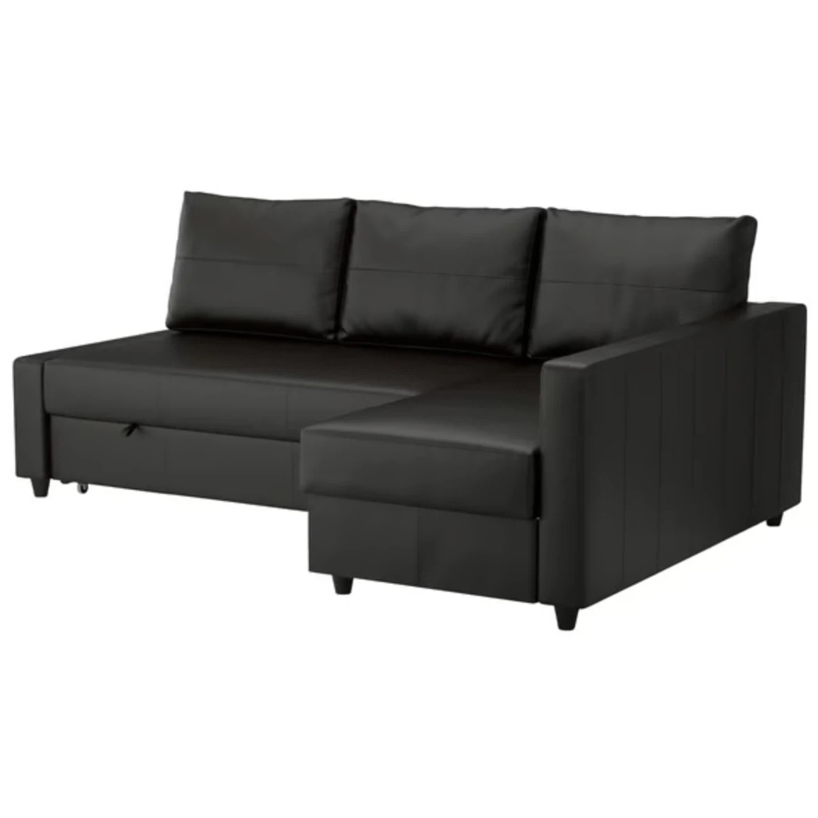 IKEA FRIHETEN black leather corner sofa with built-in storage - photo 4