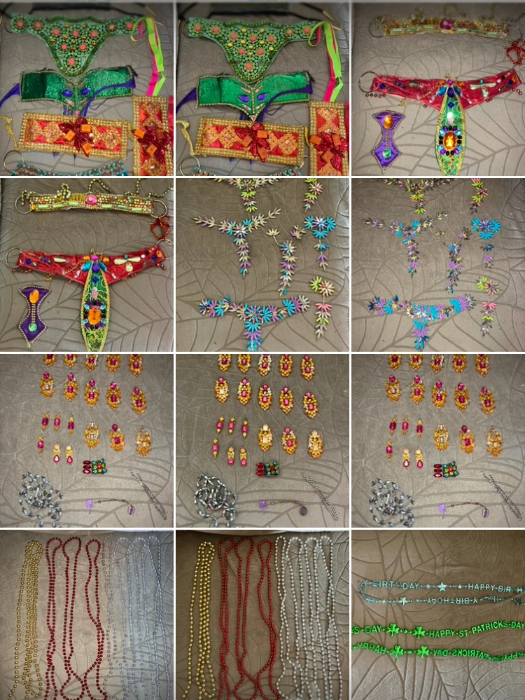 Assorted rhinestone body jewelry and accessories