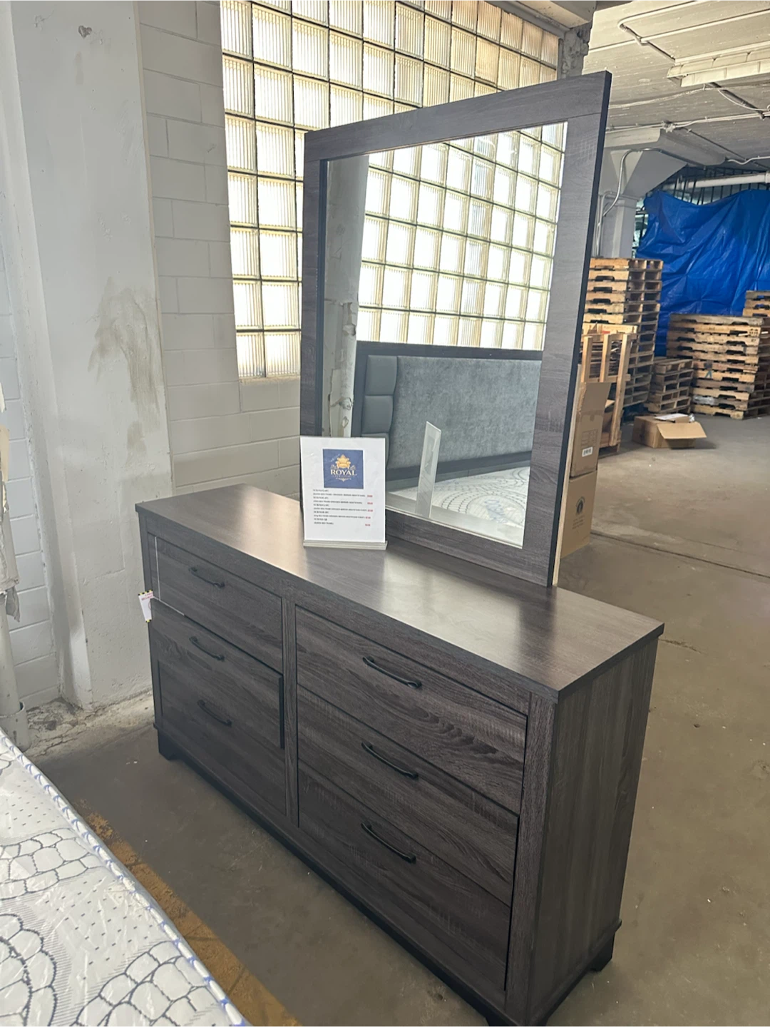 Dark Gray 6-Drawer Dresser with Mirror - photo 4