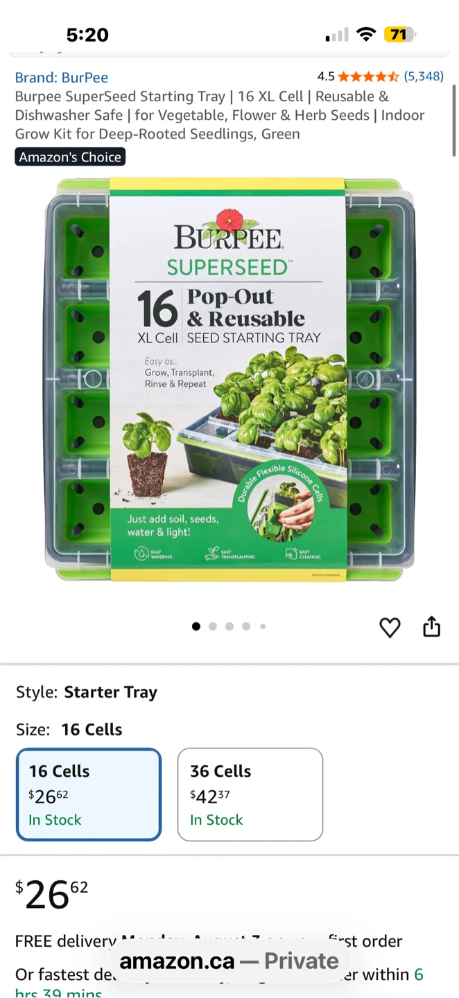 Brand new, Burpee SuperSeed 16 XL Cell Seed Starting Tray.