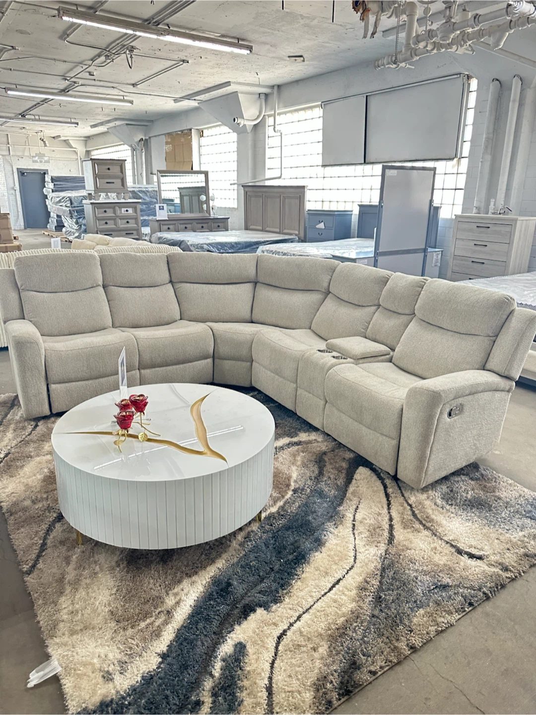 Sectional Reclining Sofa with Cup Holders