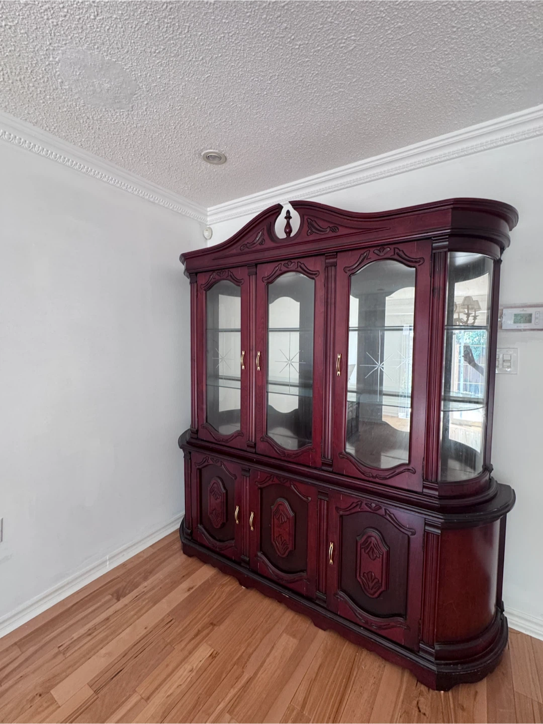 Cherry Wood Display Cabinet with Glass Doors