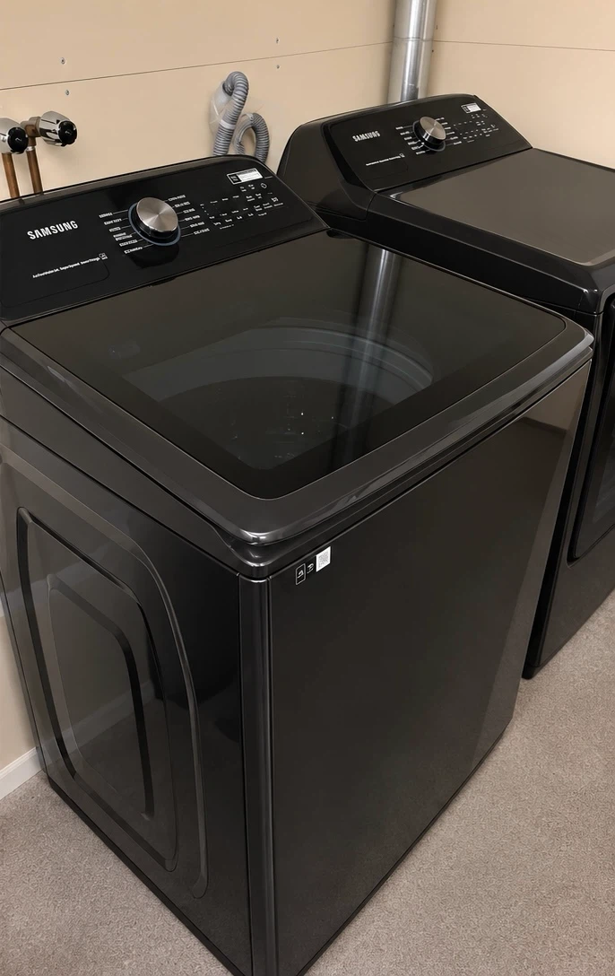 Samsung ActiveWaterJet Top Load Washer and front load dryer