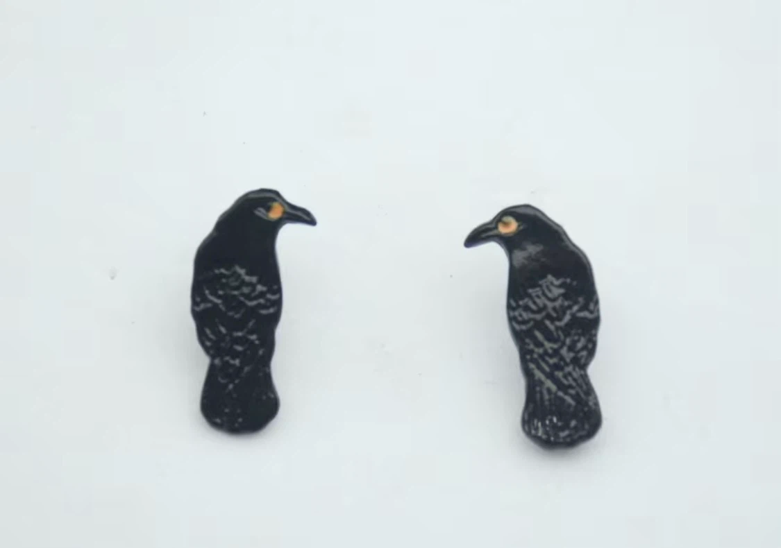Black Crow Earrings