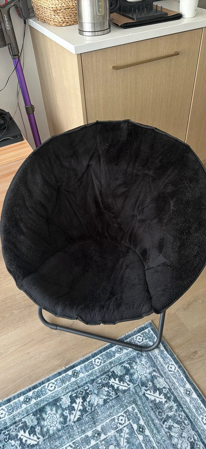 Black Fuzzy Moon Chair