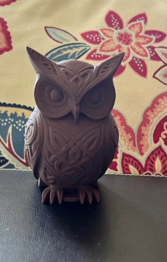 3D Printed Brown Owl Figurine