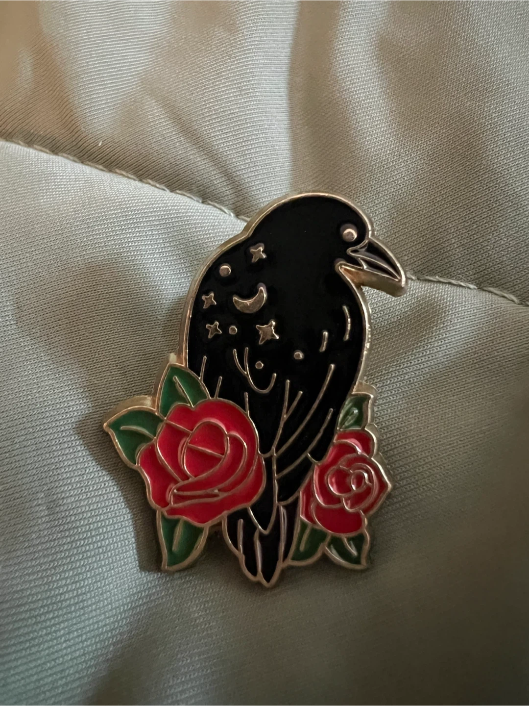 Enamel Pins - Black Raven with Floral Design - photo 2