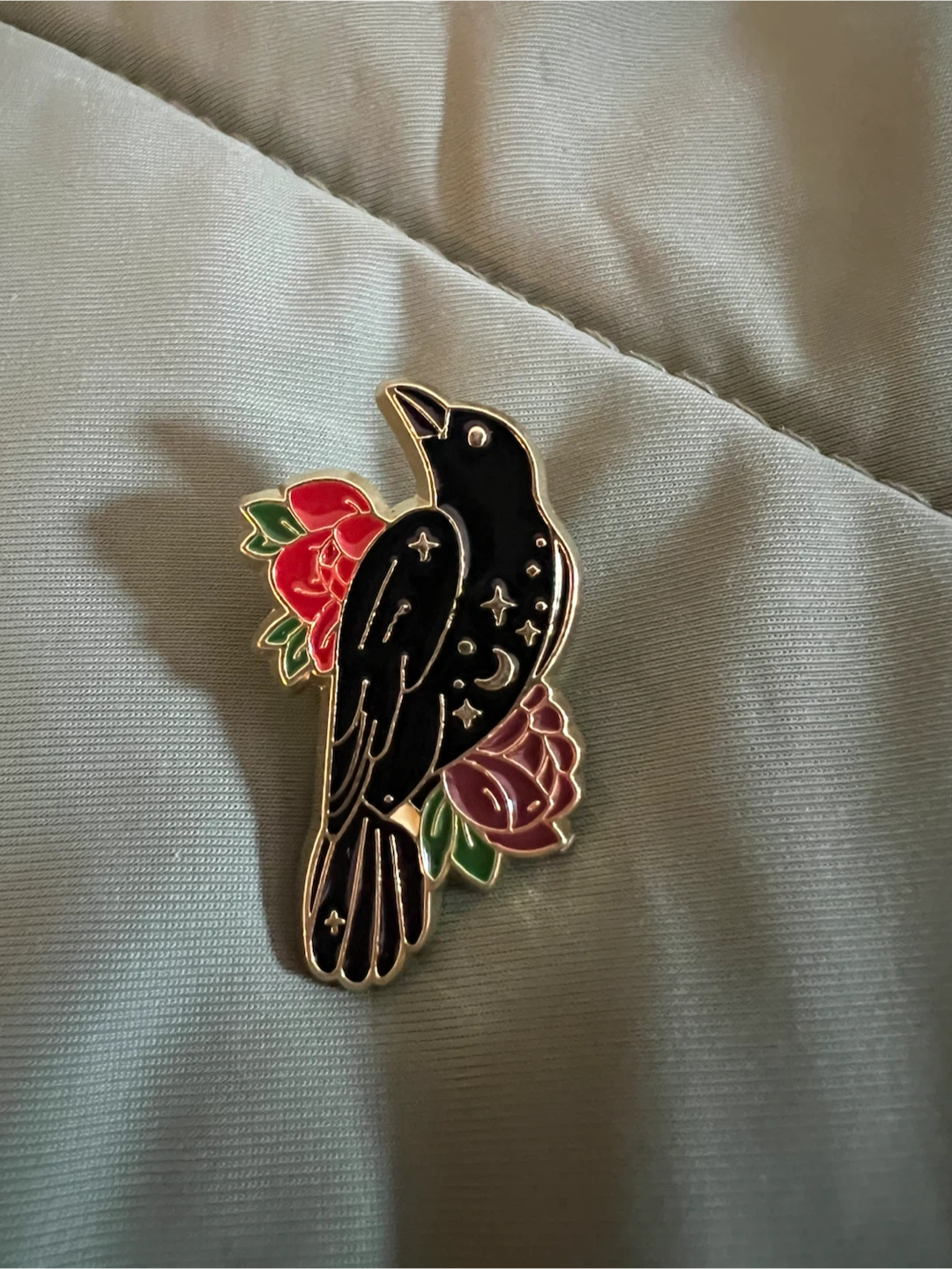 Enamel Pins - Black Raven with Floral Design - photo 5