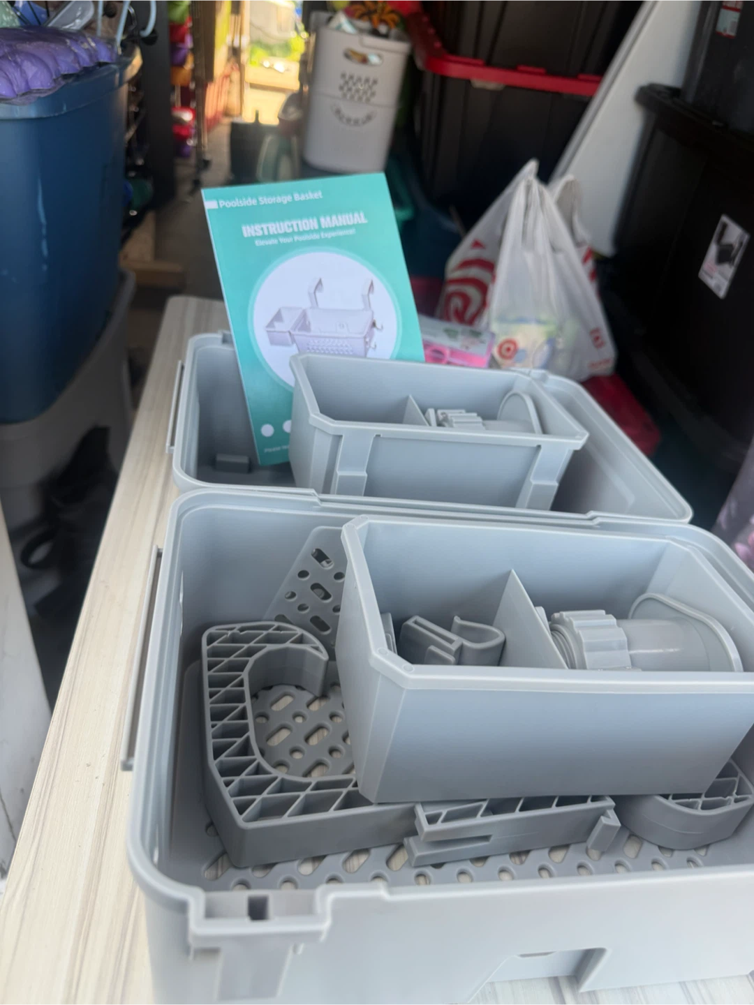 Poolside Storage Basket Organizer with Instruction Manual