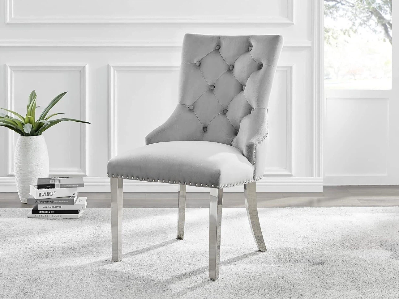 Grey Velvet Dining Chair