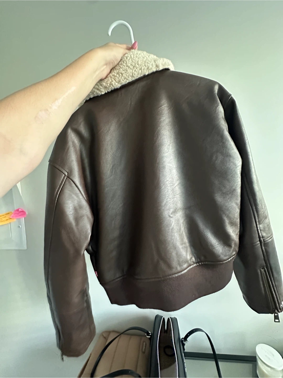 Levi's Brown Faux Leather Sherpa Collar Bomber Jacket - photo 2