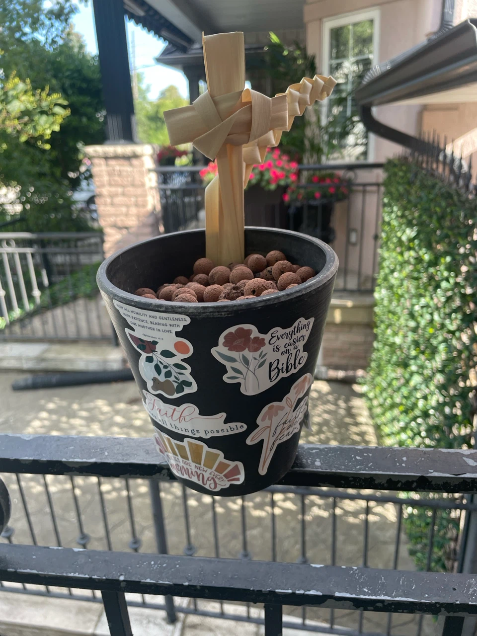 Decorative Potted Plant with Religious Stickers - photo 2