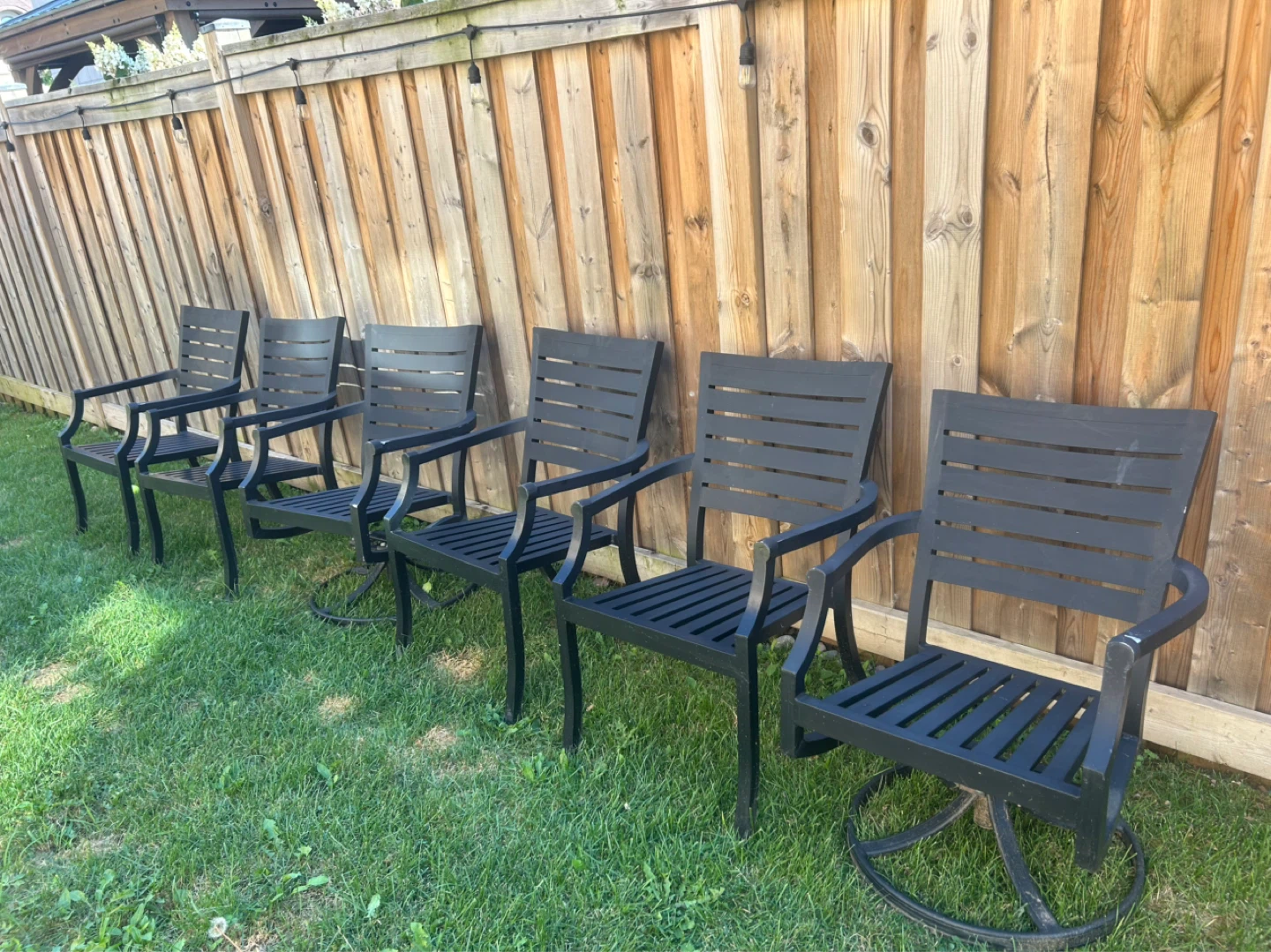 Black Patio Dining Set - 6 Chairs and 1 Table - photo 3