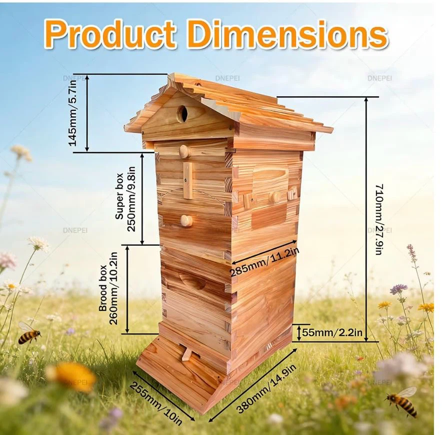 DNEPEI Mini Flow Hive Beehive - Fir Wood