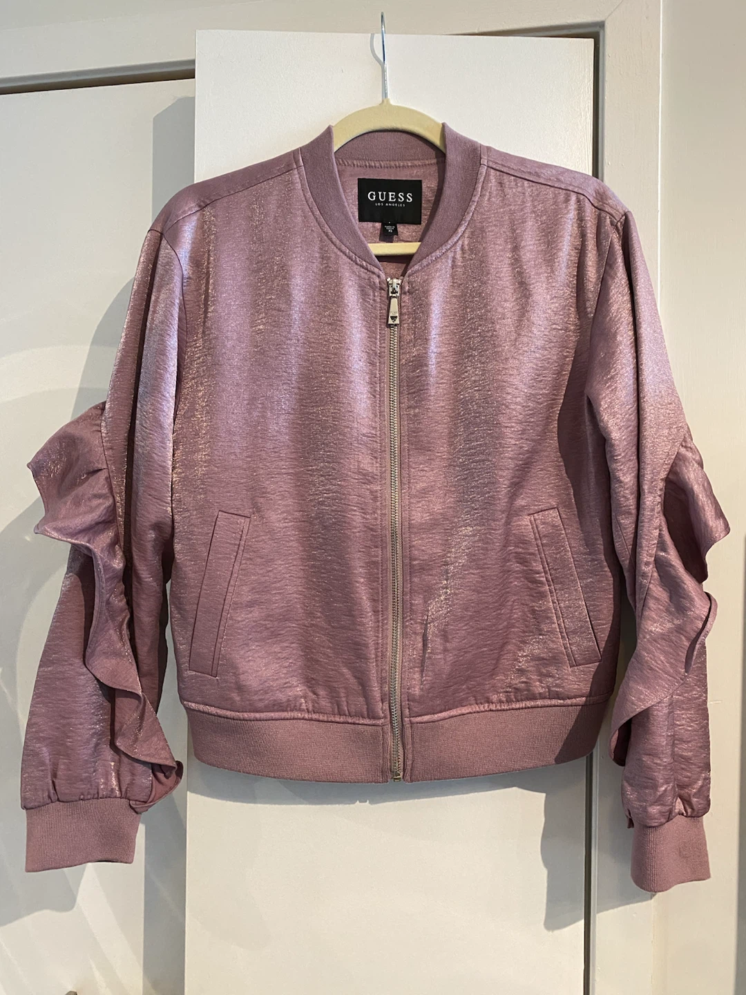 2 day sale! Guess ruffle zipper jacket purple / pink