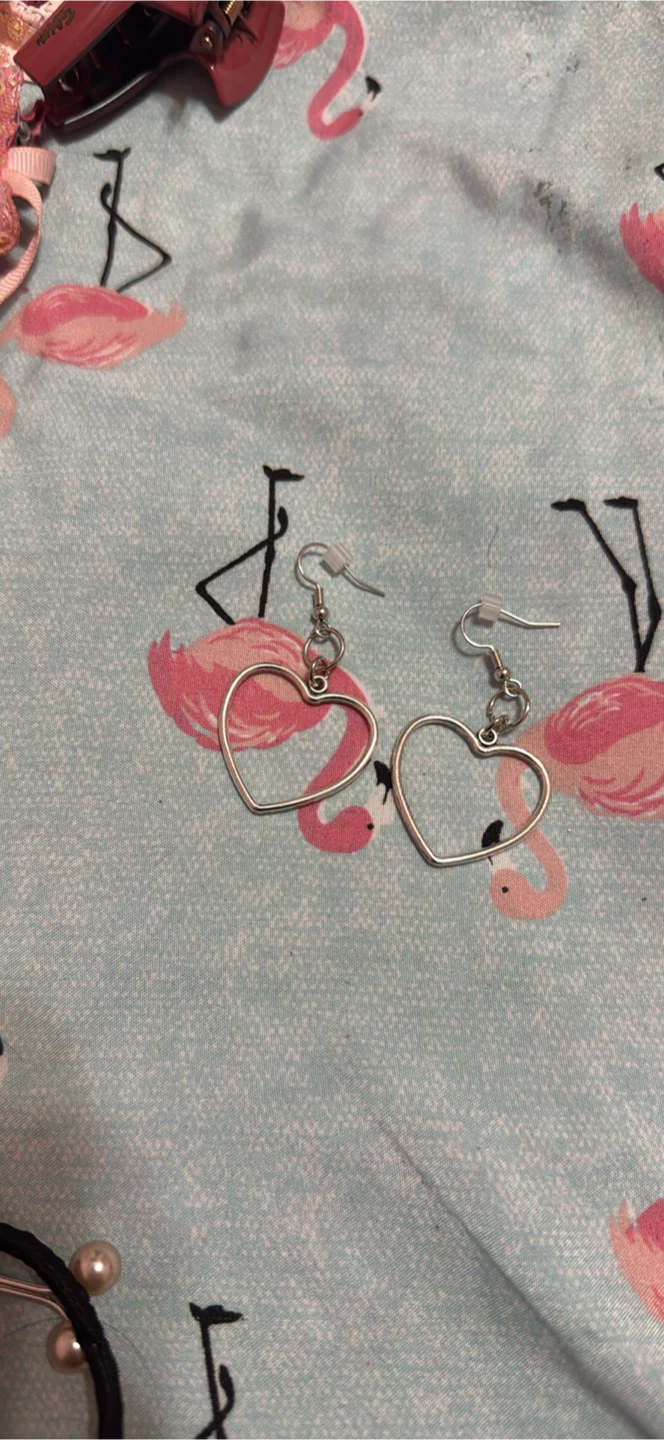 Silver Heart Dangle Earrings