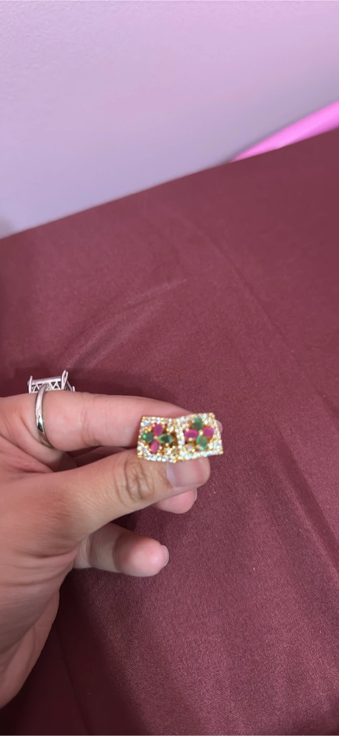 Gold Ring with Emerald and Ruby Accents
