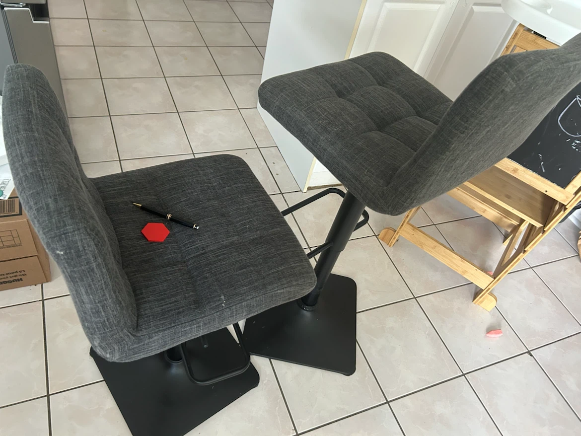 Grey Upholstered Swivel Bar Stools 2