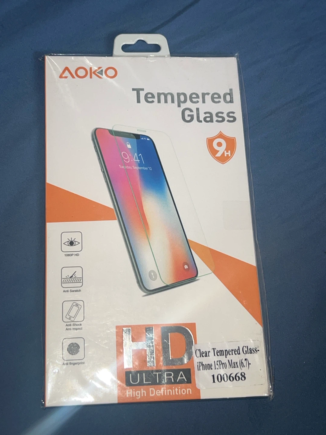 AOKO Tempered Glass Screen Protector for iPhone 15 Pro Max