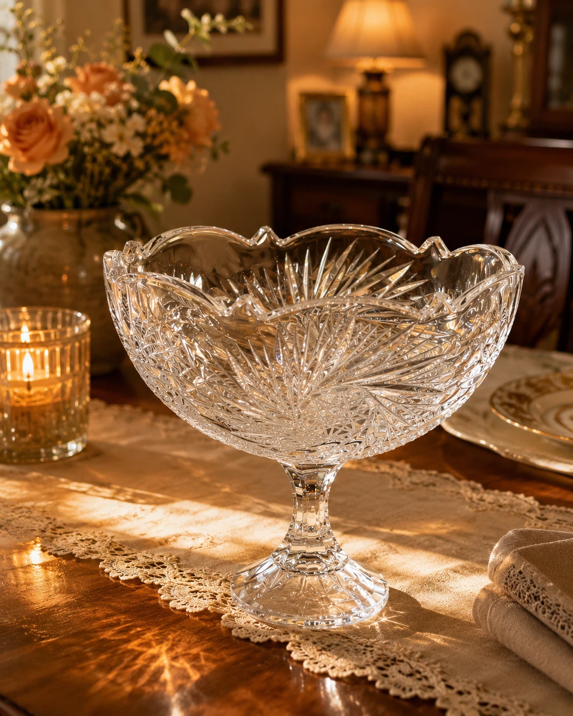 Crystal Footed Fruit Bowl