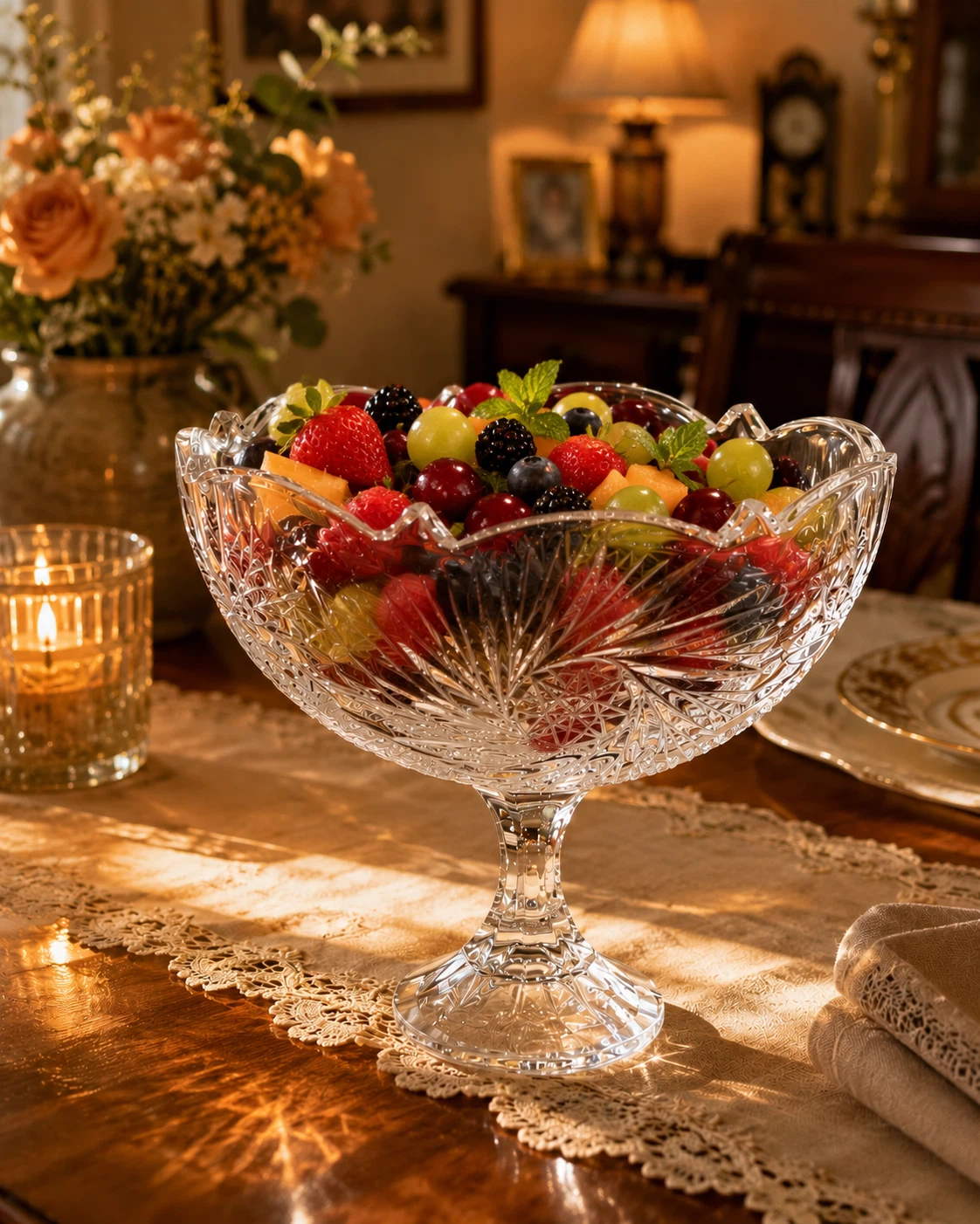 Crystal Footed Fruit Bowl - photo 2