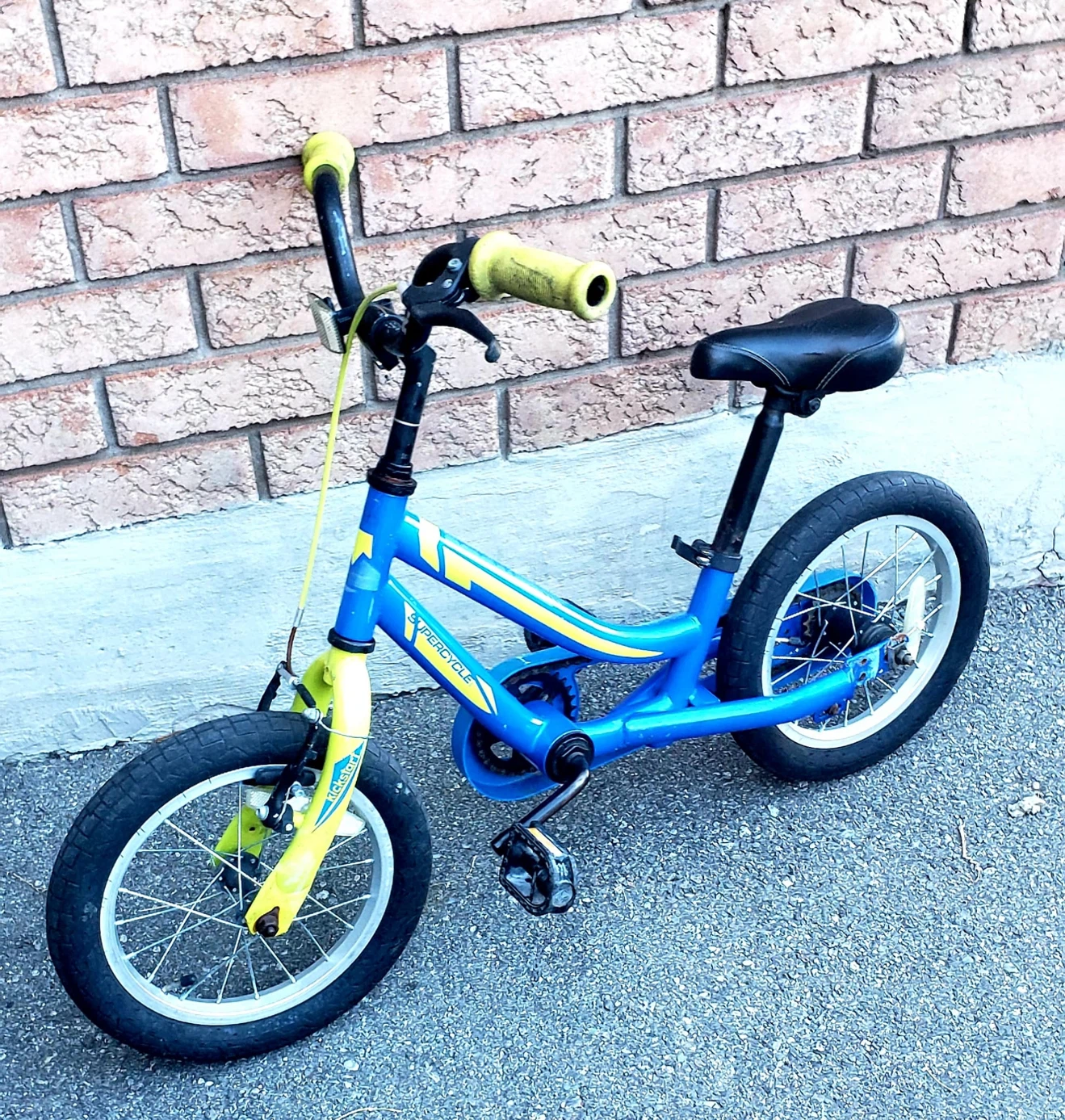Blue and Yellow Kids Bicycle