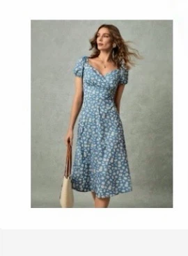 Blue floral midi dress
