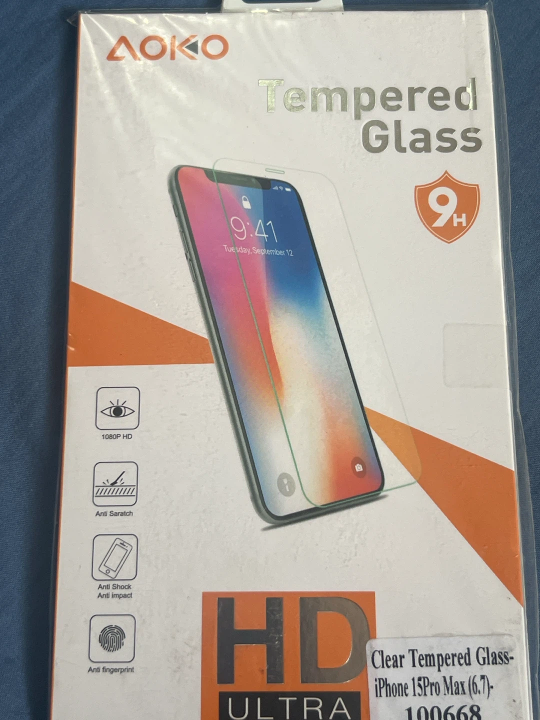 AOKO Tempered Glass Screen Protector for iPhone 15 Pro Max