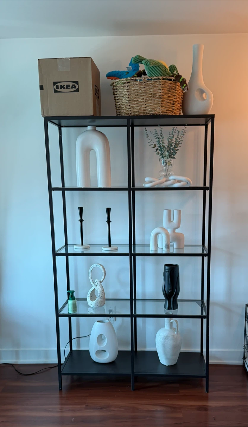 IKEA VITTSJÖ Shelf Unit - Black-Brown/Glass - photo 2