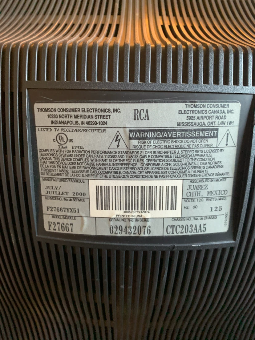 RCA F27667 27” standard definition CRT TV - photo 3