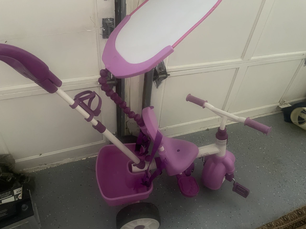 Smart Trike Pink and White Convertible Tricycle with Canopy