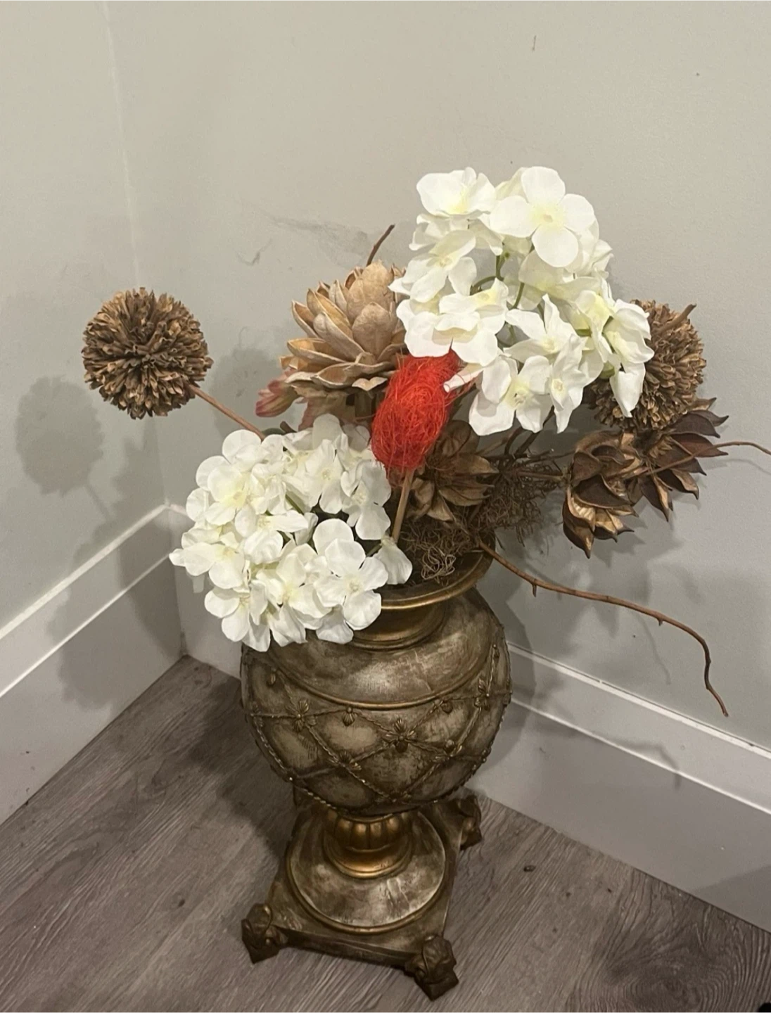 Decorative Vase with Faux Floral Arrangement