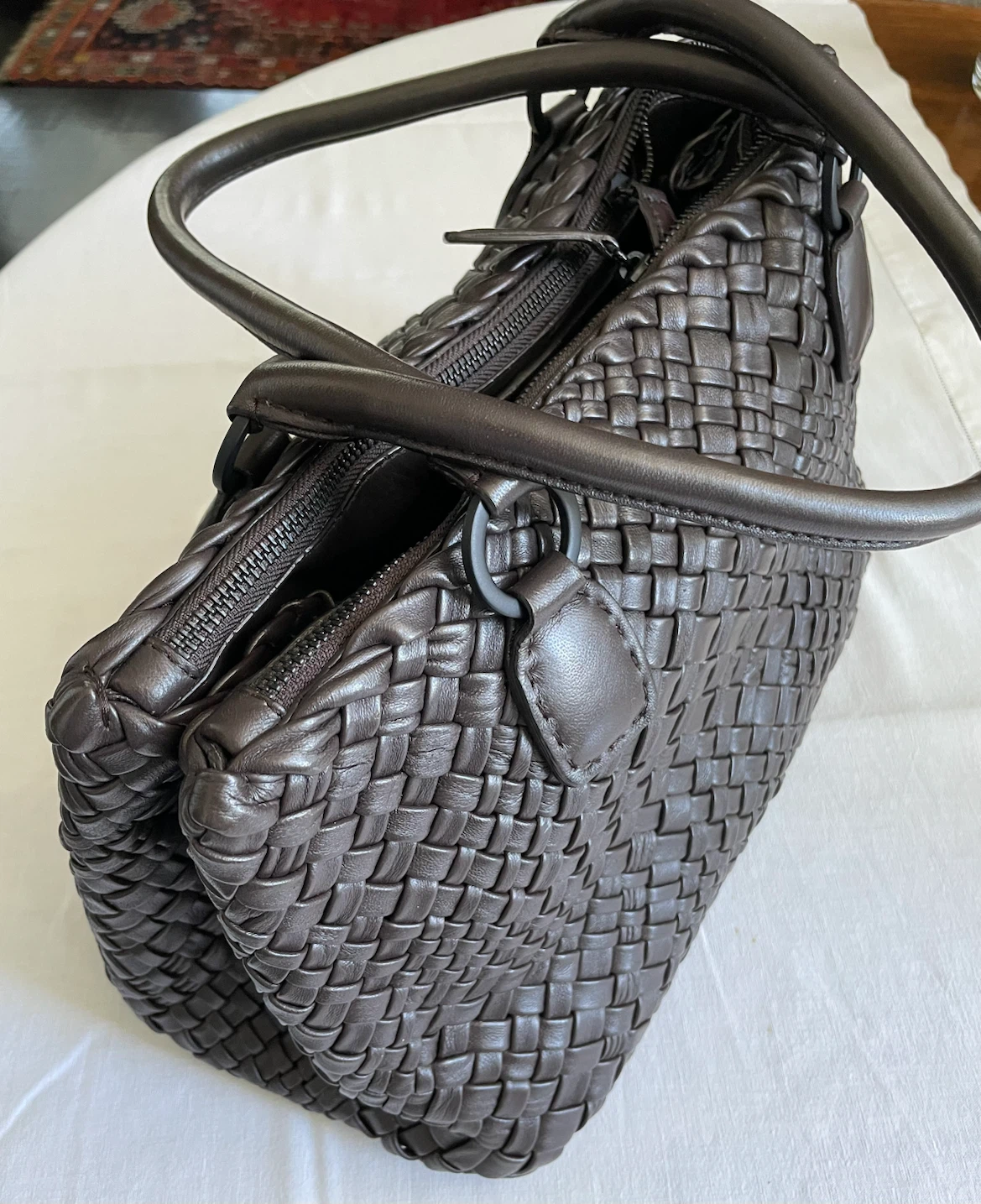Brown Woven Leather Tote Bag